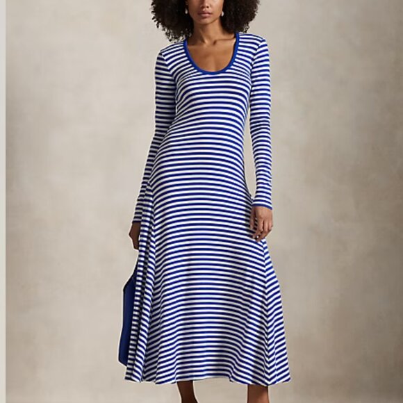 Polo Ralph Lauren Striped Scoopneck Dress Sz L - Picture 9 of 12